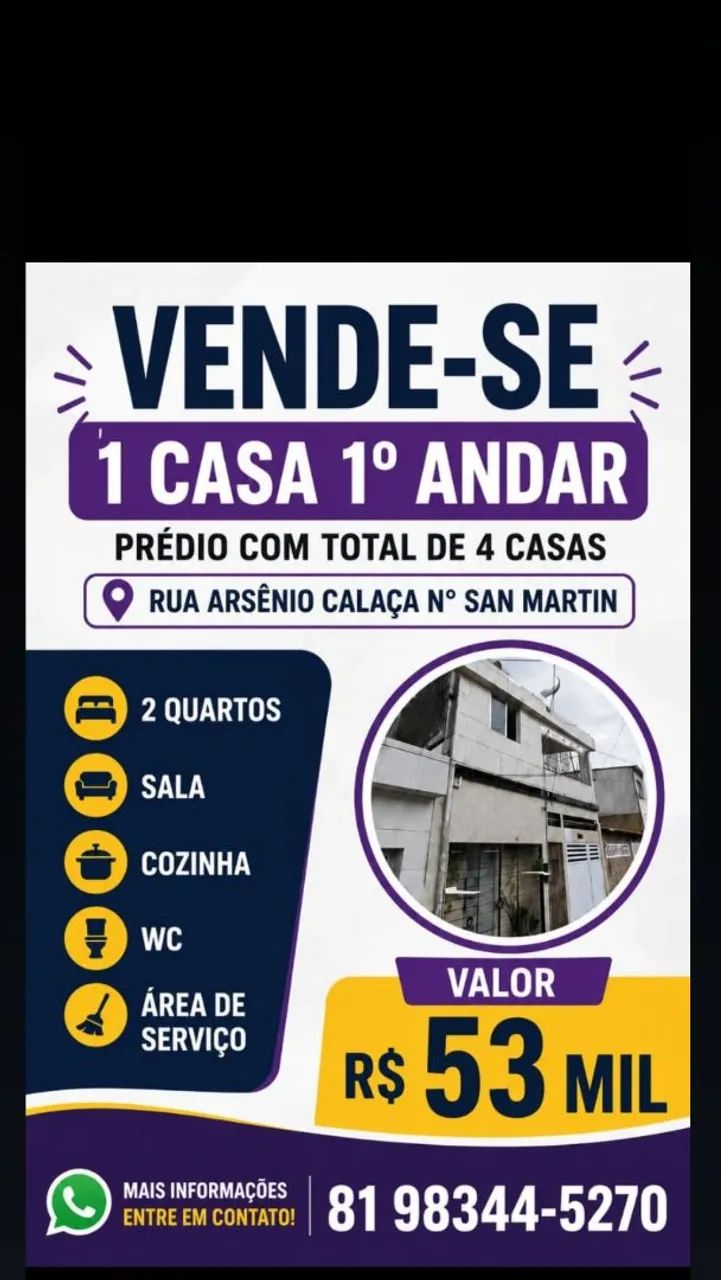 Vende-se casa no 1° andar em San Martin 