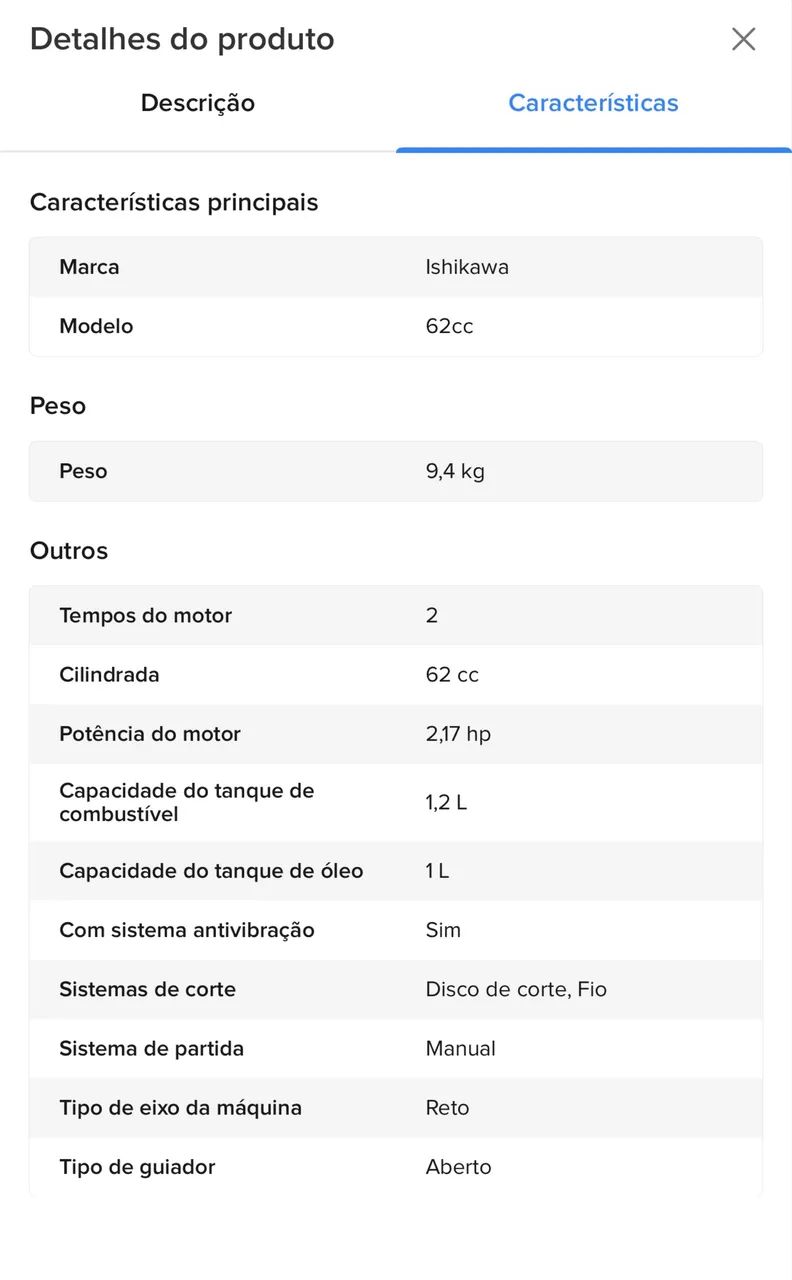 Roçadeira 62cc motor dois tempos  - Foto 3
