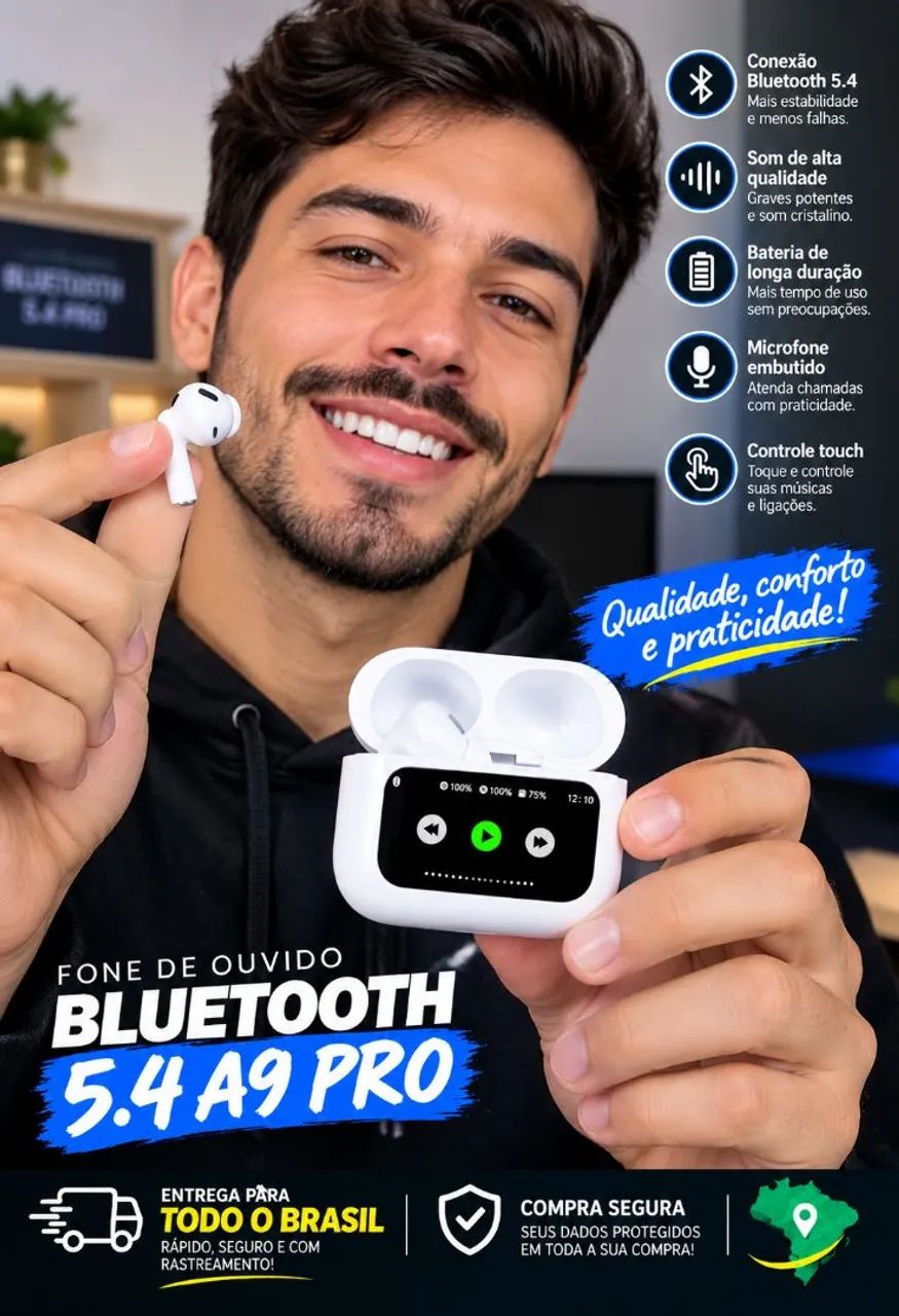 Fone de ouvido BLUETOOTH 