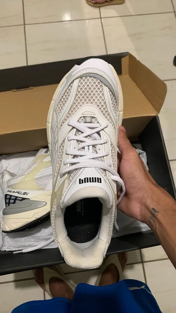 Tênis puma velophasis white mid grey - Foto 2