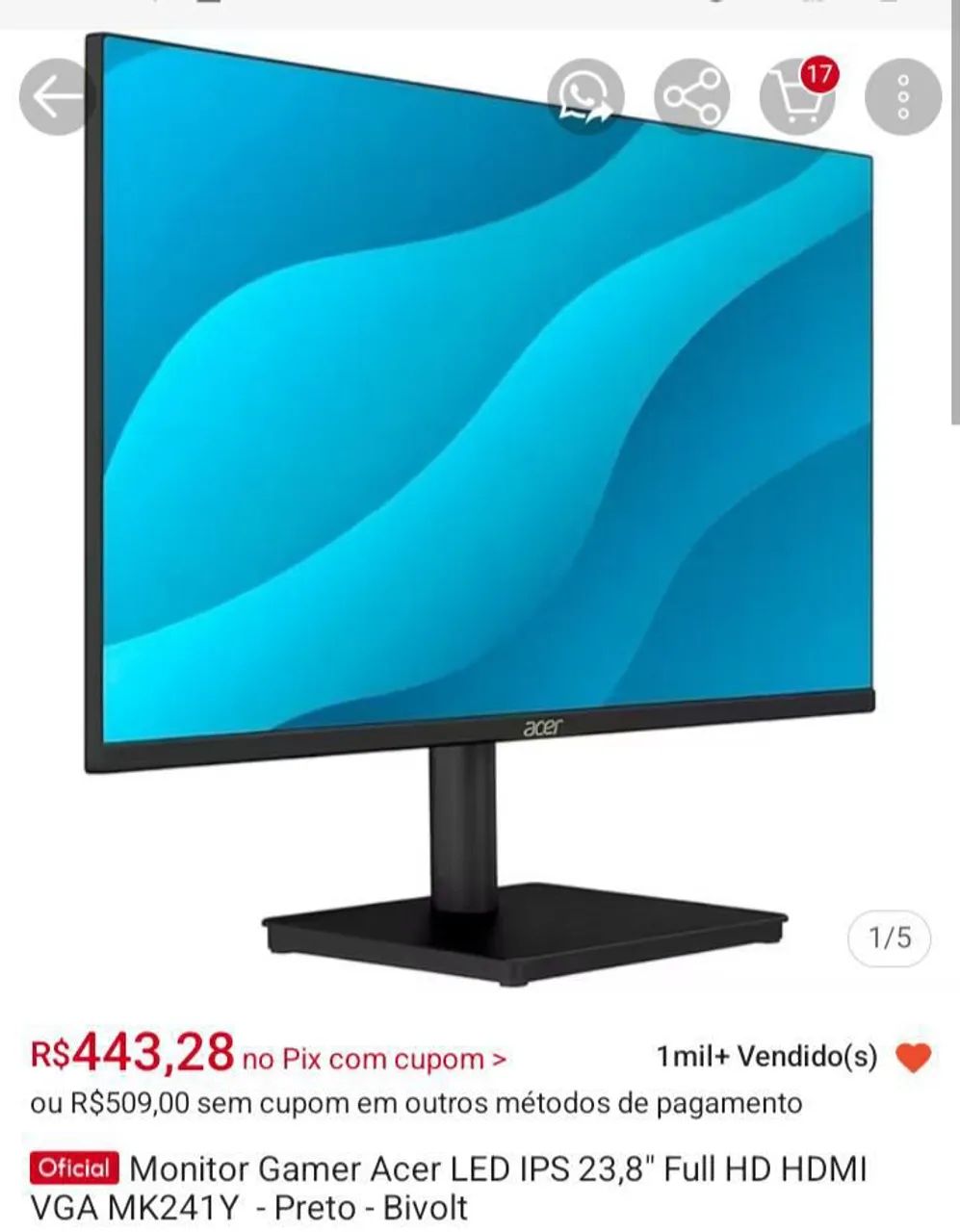 Monitor Acer ips  - Foto 2