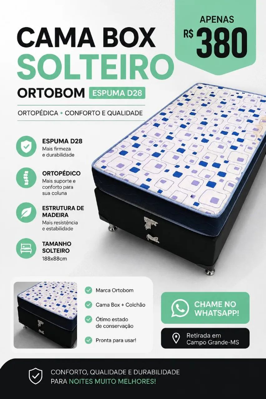 Cama bom solteiro ortopédico Ortobom