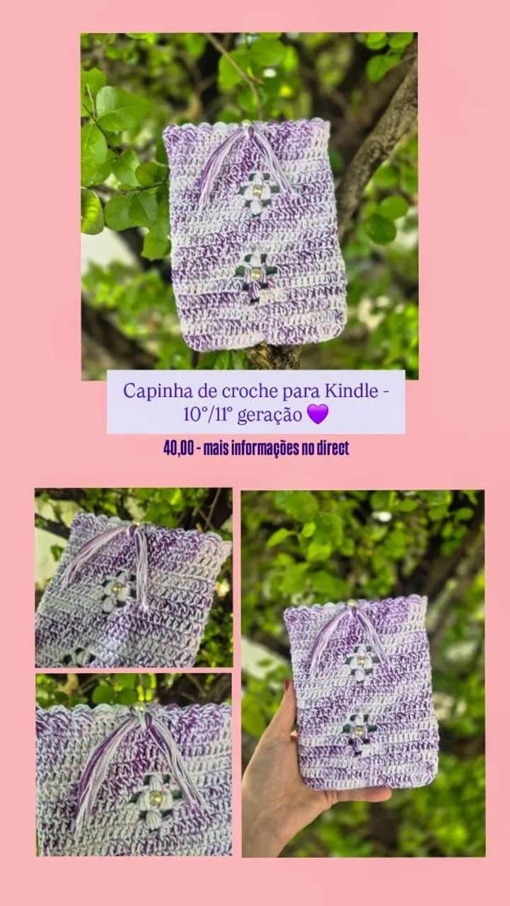 Capa/capinha para Kindle de Croche  - Foto 3