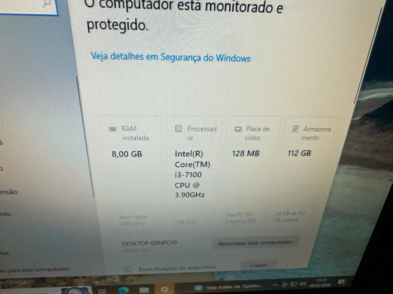 Computador i3 8 gb 1 pente com ssd completo 1499,00 loja com garantia  - Foto 2