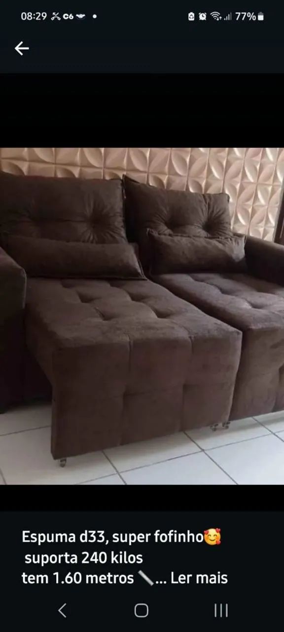 Sofá retrátil palermo mais frete 680 - Foto 3