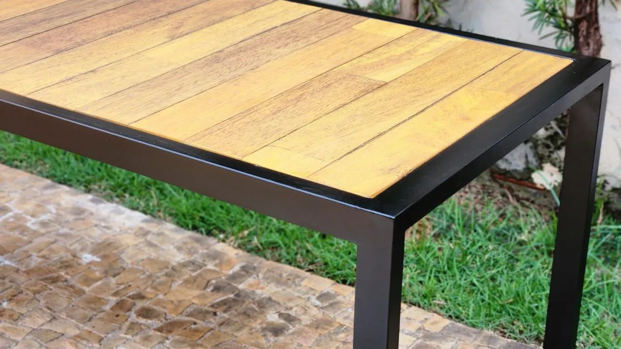 Mesa madeira maciça e ferro - Foto 4
