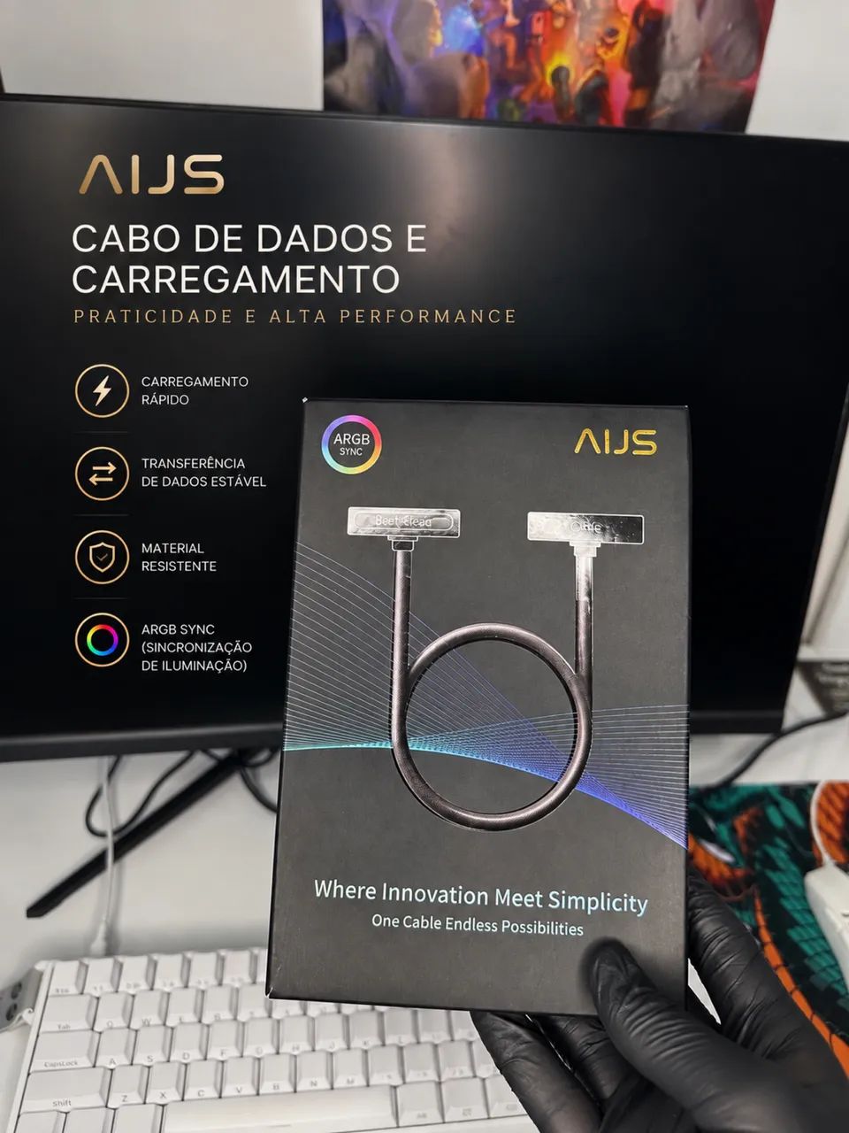 Cabo ARGB Aigo para Placa de Vídeo - Iluminação ARGB - Foto 4