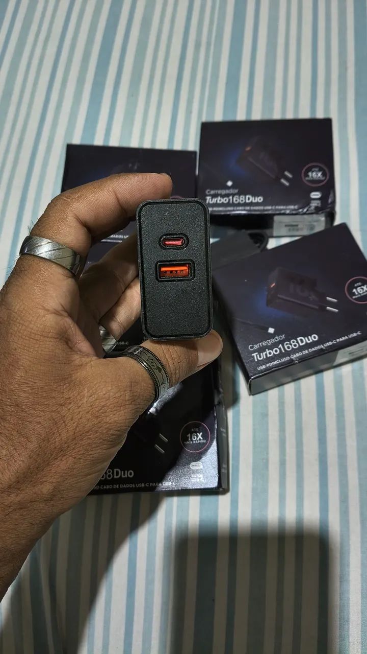 Carregador Turbo Duplo USB Tipo C e A1