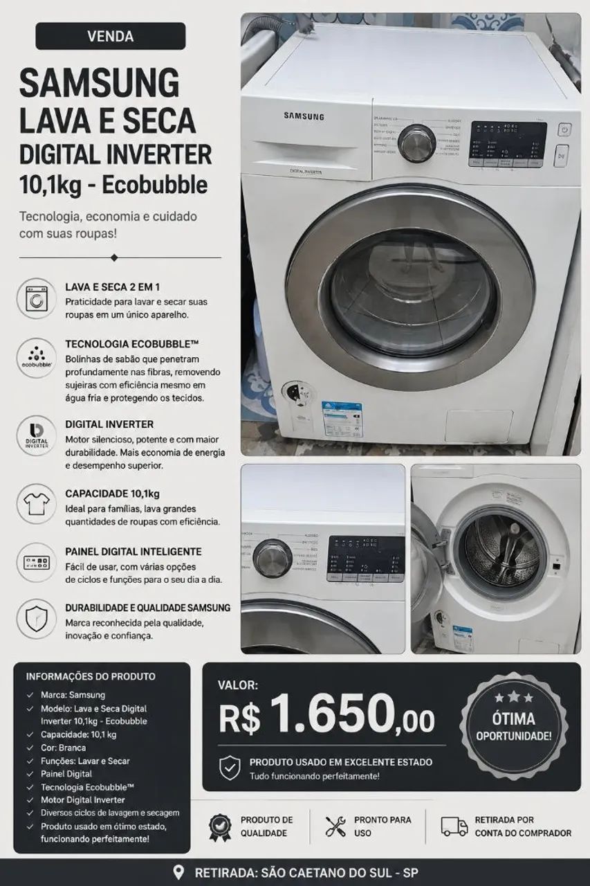 Samsumg lava e seca 10,1kg