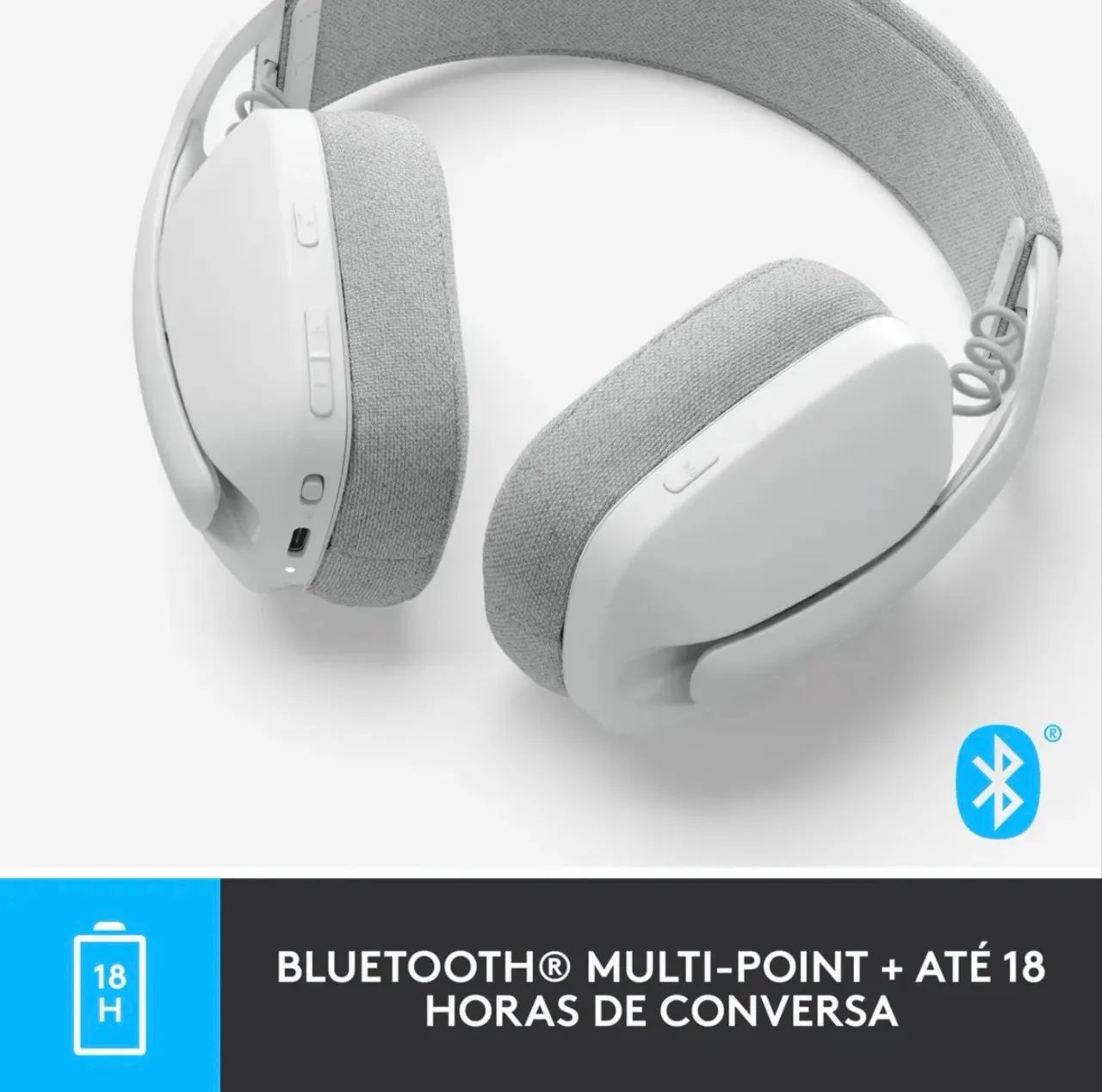 Headset sem fio Logitech Zone Vibe 100-branco - Foto 5