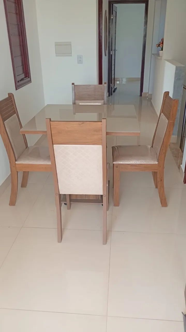 Mesa 4 cadeiras vidro 