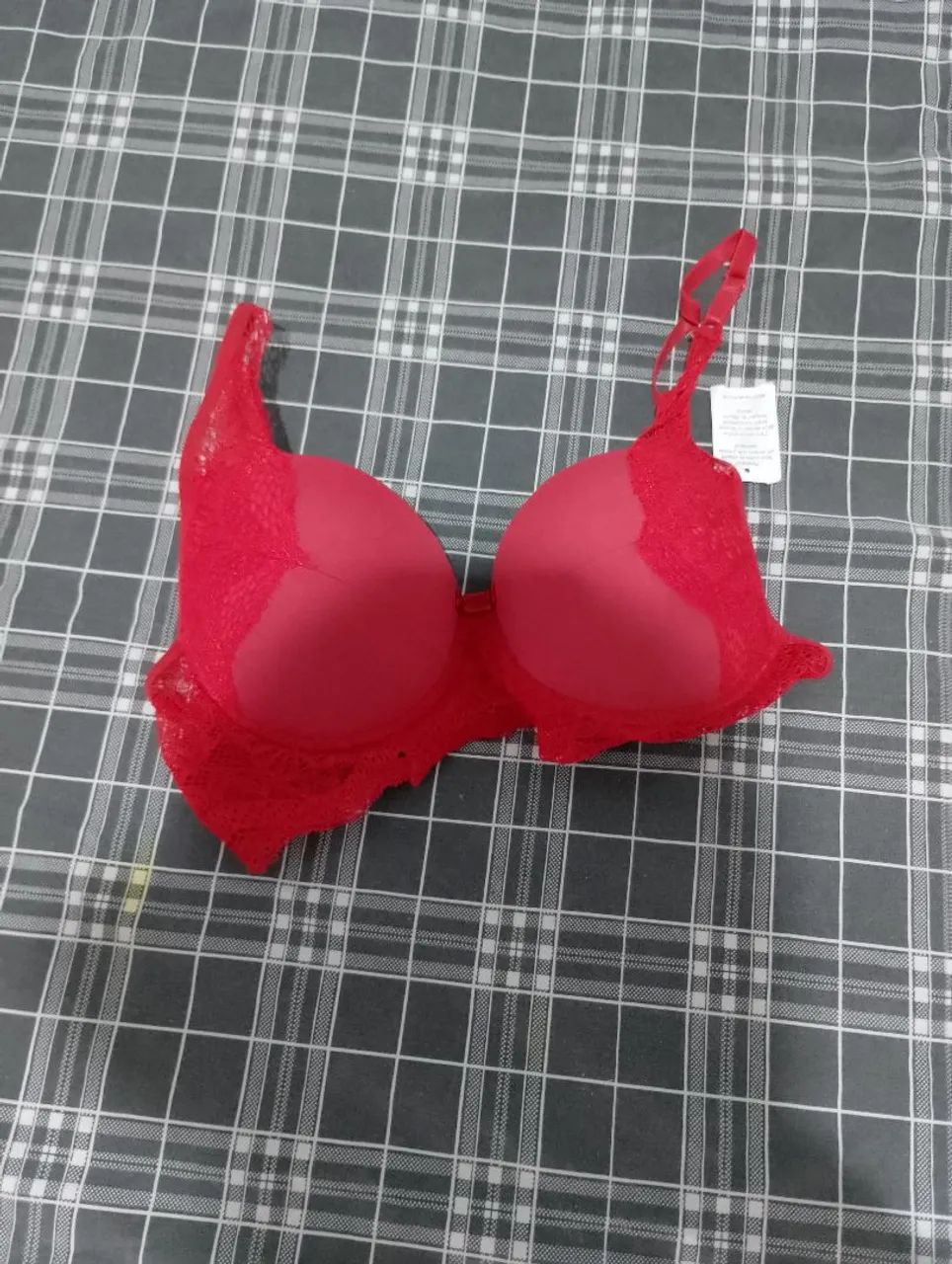 Sutiã de renda meia taça vermelho  - Foto 2