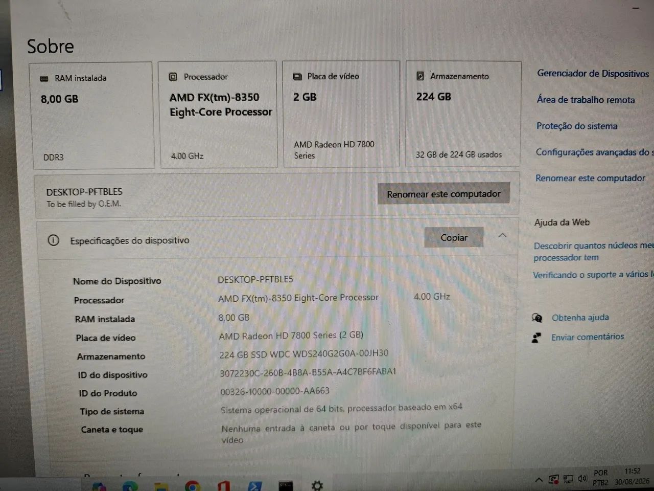 PC AMD FX 8350 + Radeon HD 7870 + 8gb + SSD 240gb - Foto 3