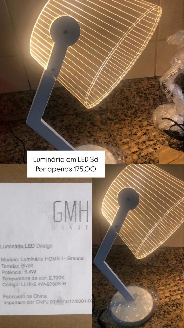 Luminária LED 3D 