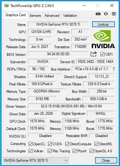 Placa de Vídeo GALAX NVIDIA GeForce RTX 3070 Ti 8GB - Foto 5