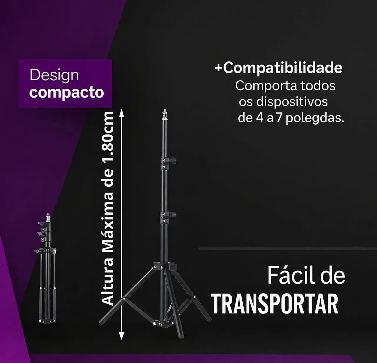 Tripé com Suporte Universal para Celular 1.8M IT-BLUE LE-3630 - Foto 4