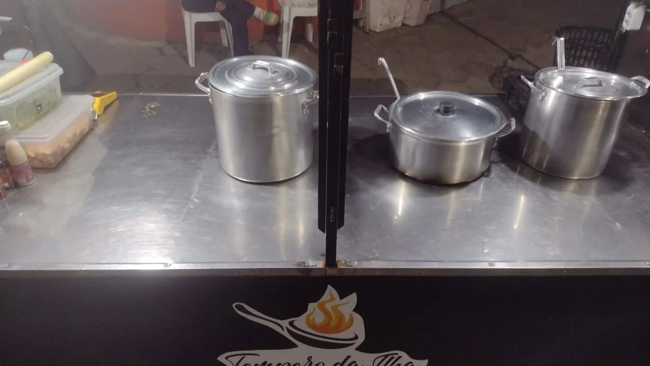 Barraca/Carrinho para Lanches e Alimentação - Completa com Bancada Inox