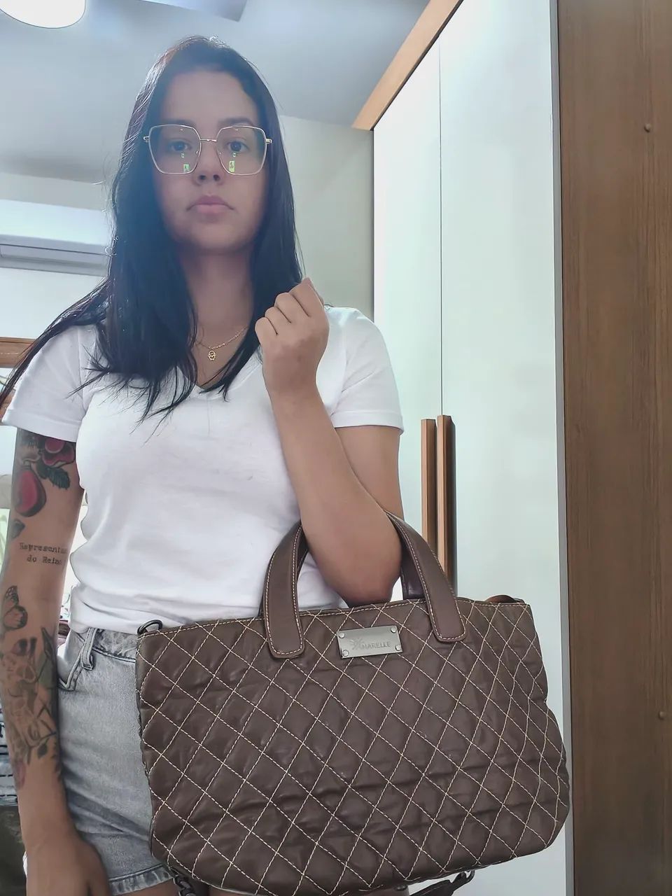 Bolsa couro legítimo amarelle puff retangular alça curta e alça longa  - Foto 2