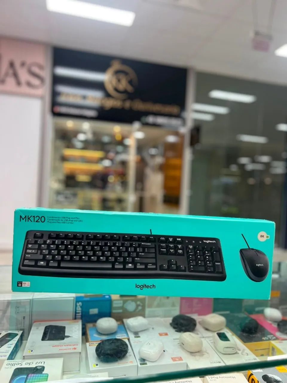 KIT TECLADO E MOUSE LOGITECH MK120 USB COM FIO