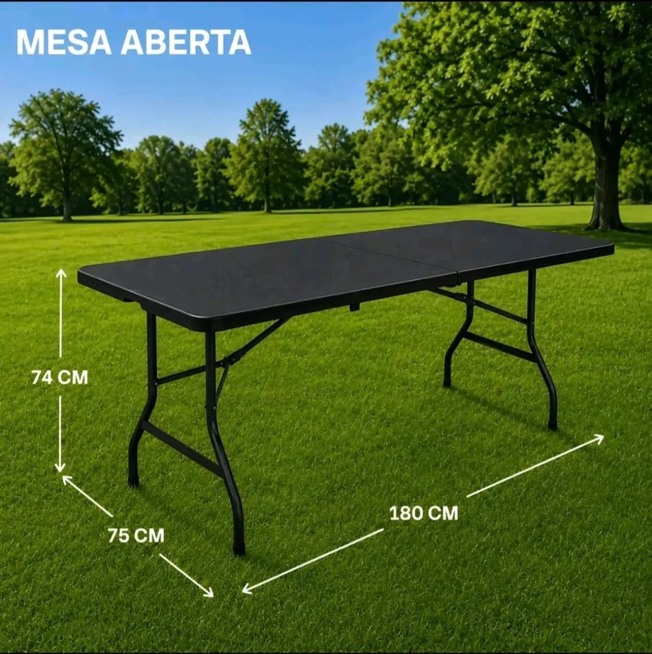 Mesa dobrável 1,80m grande, prática e resistente  - Foto 3