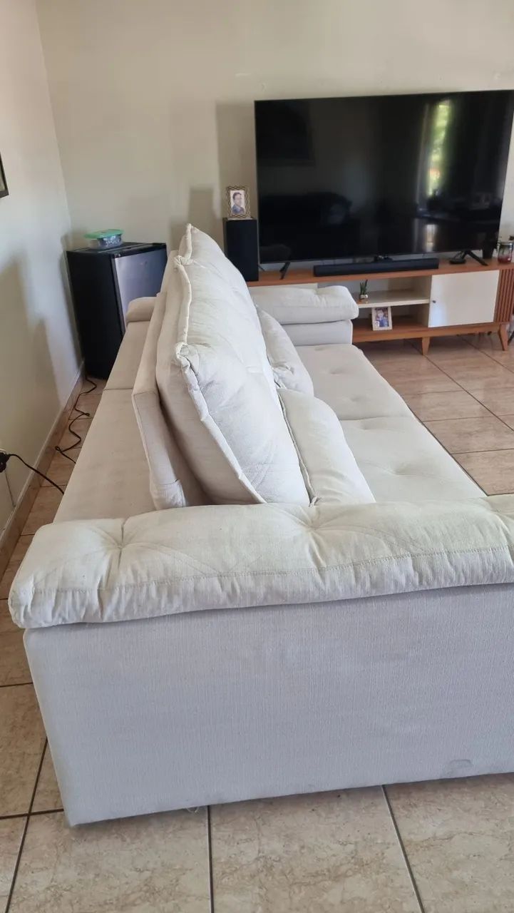 Sofá retrátil inclinável de linho - Foto 4