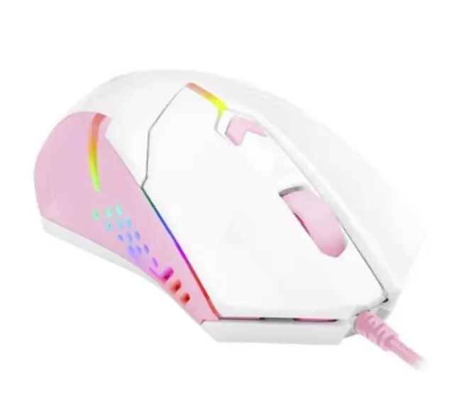 Mouse Gamer Redragon centrophorus Rgb branco e rosa - Foto 2