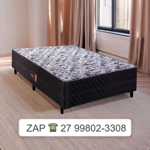 *Cama Box Casal 138cm Acoplado Black 