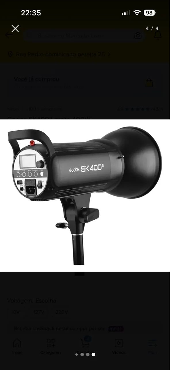 FLASH PARA ESTÚDIO GODOX SK-400 II 220V - Acessórios para Câmeras