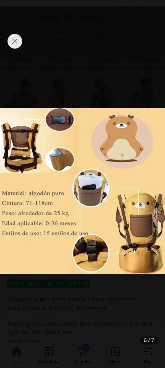 Canguru ursinho com bolso - Foto 2