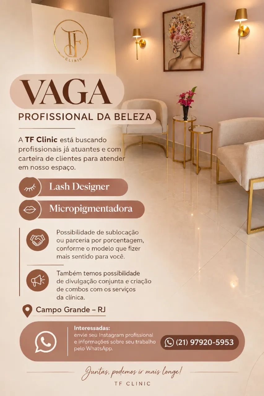 VAGA PROFISSIONAL LASH DESIGNER E MICROPIGMENTADORA