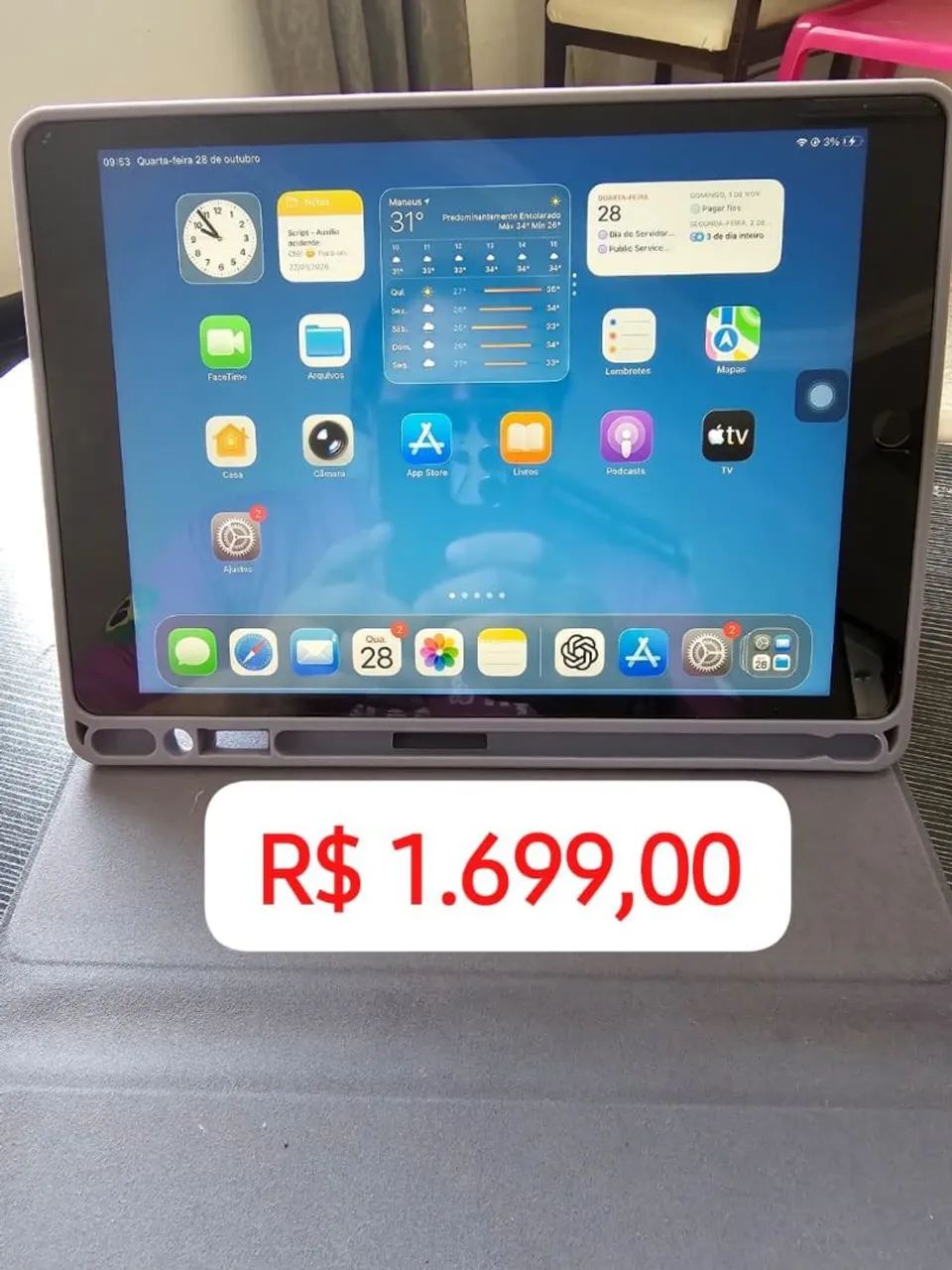 iPad 9a Geração 64Gb (Novíssimo)