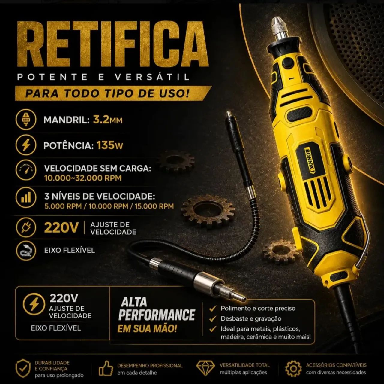 Micro Retifica nova 191 acessórios  - Foto 3