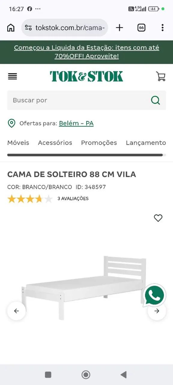 Cama solteiro Tok stok 88cm Vila