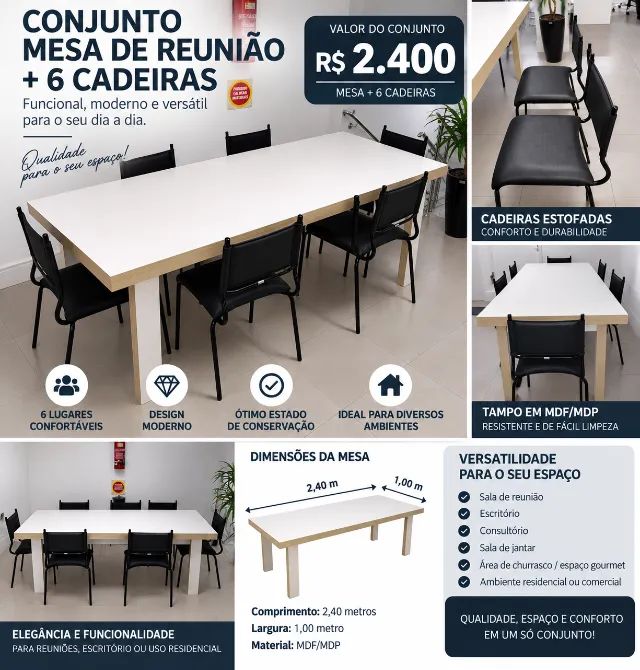 CONJUNTO MESA + 6 CADEIRAS