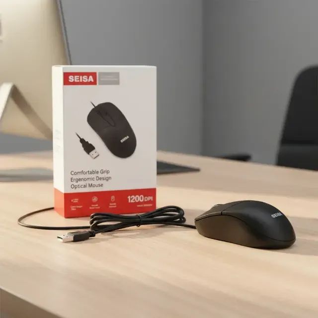 Mouse Óptico Com Fio Seisa 1200 Dpi Usb Design Ergonômico - Foto 4