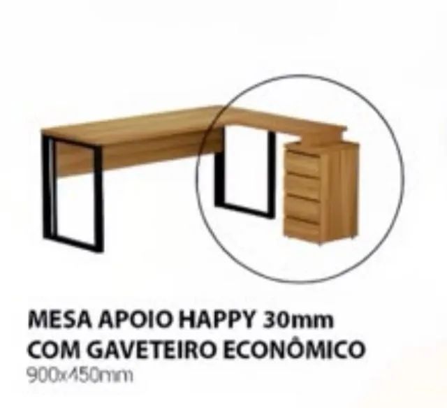 Birô em L com gaveteiro 