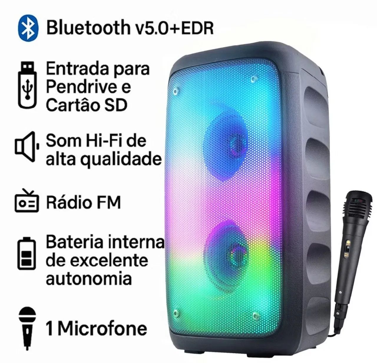 Caixa de som bluetooth com karaokê  - Foto 4