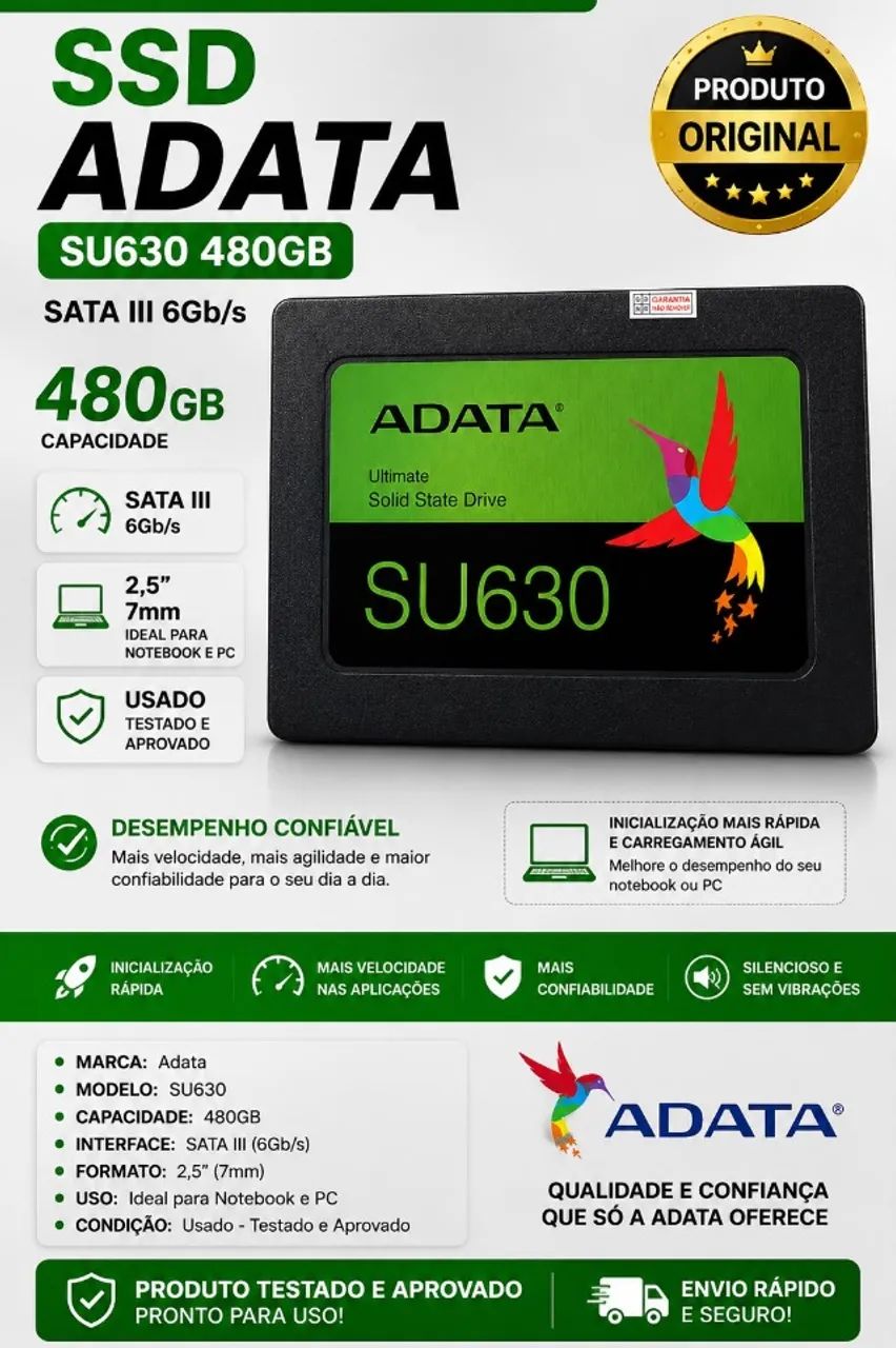 SSD 480gb SATAIII ADATA SU630       