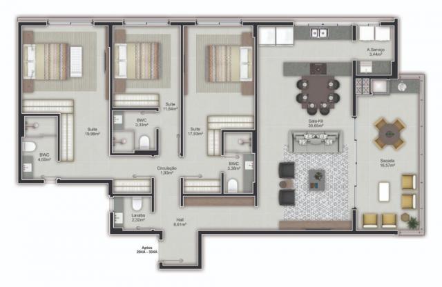Apartamento com 3 dormitórios à venda - novo campeche - florianópolis/sc - Foto 5