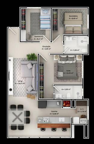 Apartamento 1 Suíte mais 2 Dormitórios 88 M² 1 Vaga de Garagem no Bairro São Judas Itajaí - Foto 16