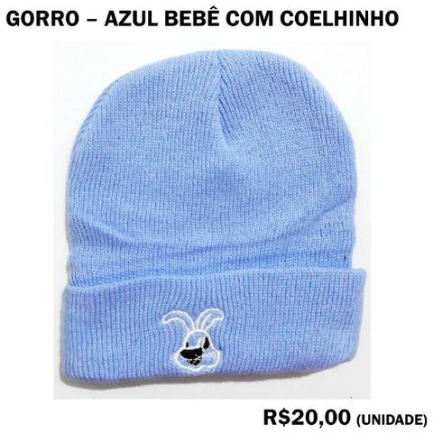 Gorro Azul Bebê com Coelhinho