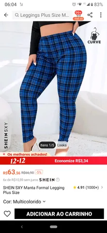 SHEIN Azul Zíper Xadrez Formal Saia