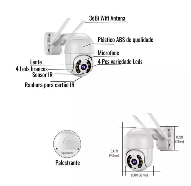 Câmera IP Wifi Inteligente Externa Prova D'água Infravermelho HD 1080P Branca - Foto 4