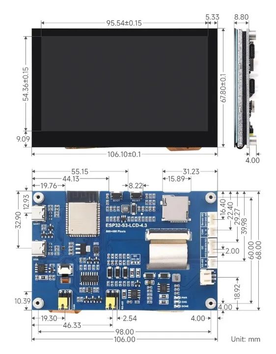 Placa de Desenvolvimento ESP32-S3 Touch Screen 4.3", Processador Dual-Core, Suporta WiFi - Foto 3