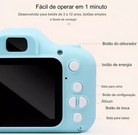 Máquina Fotográfica Infantil Digital Câmera Vídeo Jogo Foto - 1141 - Foto 4