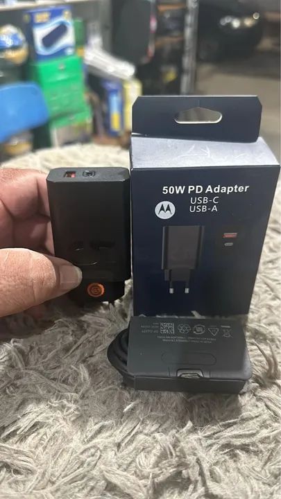 Carregador duplo turbo power tipo c e c e USB 50w