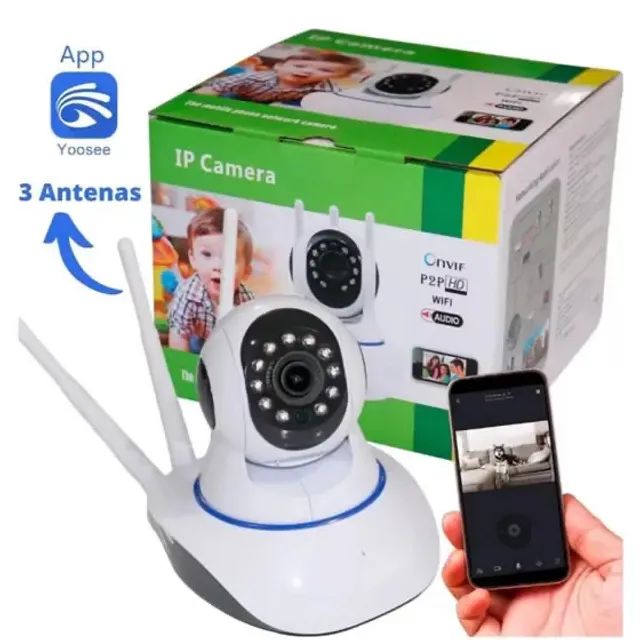 Camera Segurança 3 Antenas Ip Wifi Baba eletronica