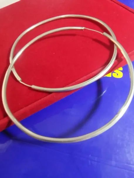 Argola Brinco Prata 90 mm Peso 12.60 Gramas Tubo 2.70 mm                                   - Foto 2