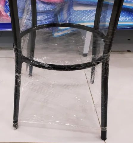 Banqueta Alta Preta Com Assento Preto - Foto 4