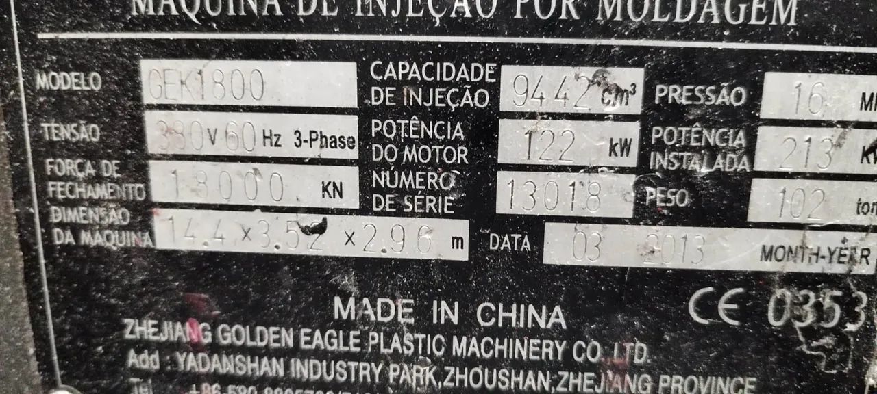 Injetora 1800 T ano 2013 - Foto 3